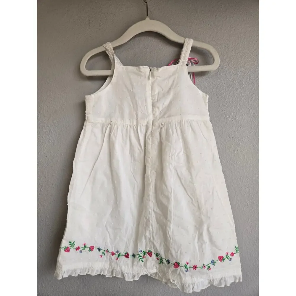 Flapdoodles White Swiss Dot‎ Embroidered Strawberry Sundress 24M
